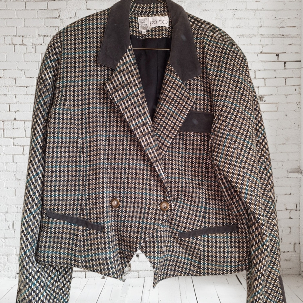 Pia Rucci Plaid Double-Breasted Blazer Size 14